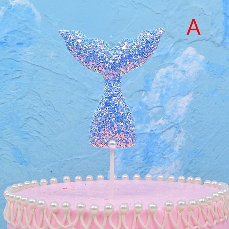 Mới Phụ Kiện Trang Trí Bánh Kem Hình Đuôi Nàng Tiên Cá Lấp Lánh