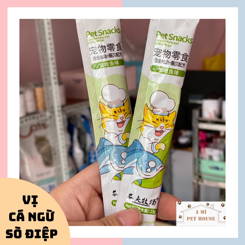 Súp thưởng PET SNACK CHIBI cho mèo 3 vị 15g/thanh