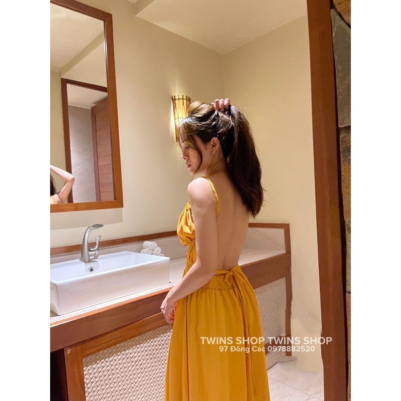 váy maxi hở lưng dây eo 1281