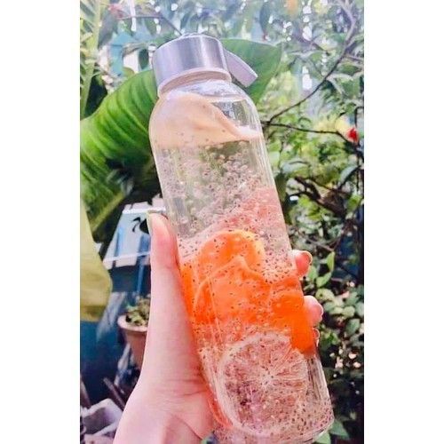 BÌNH THỦY TINH TRONG SUỐT 500ML DETOX