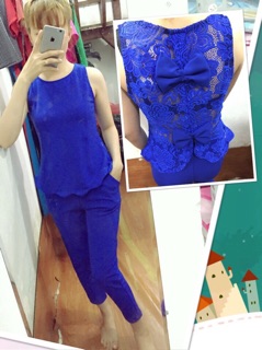 Set thun cát - lưng sau may ren phối nơ