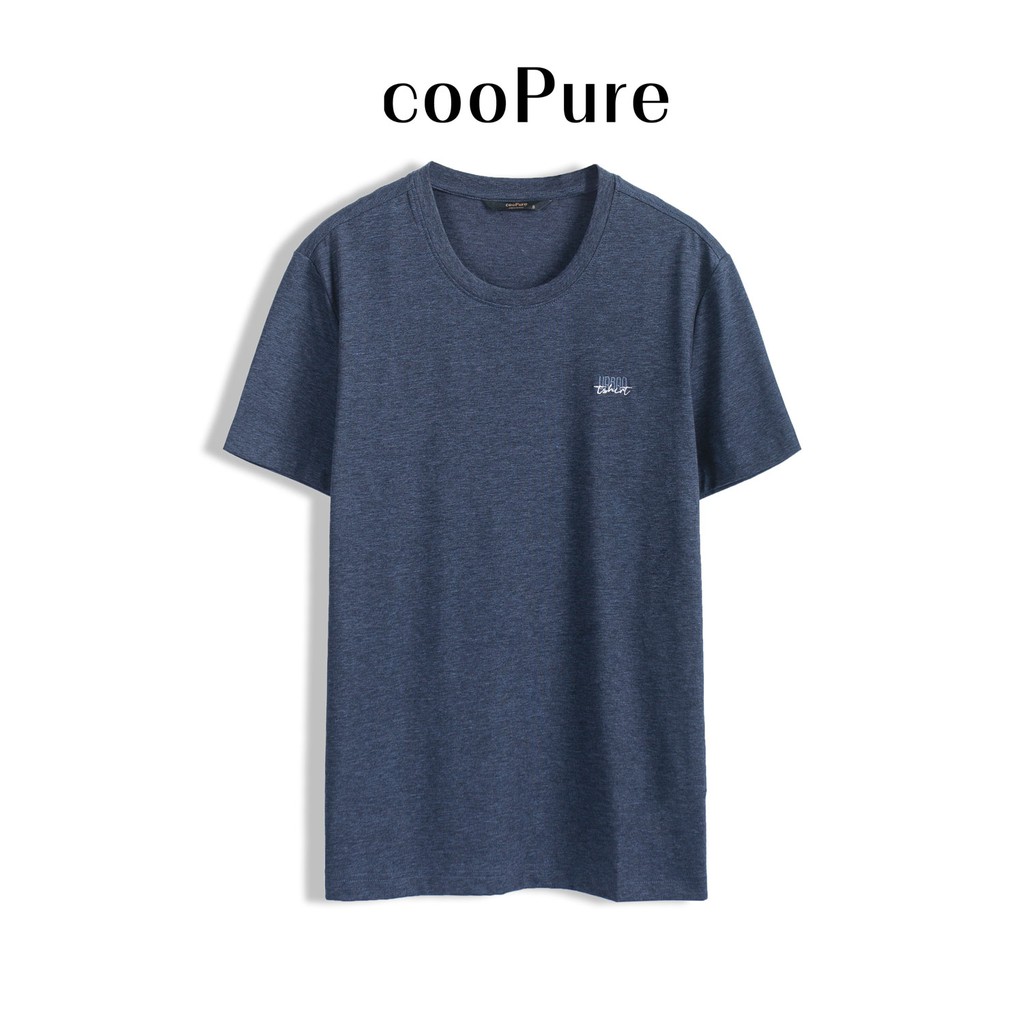 Áo phông nam cooPure màu navy 100% cotton, hình thêu tinh tế NO.3135 (5 màu)