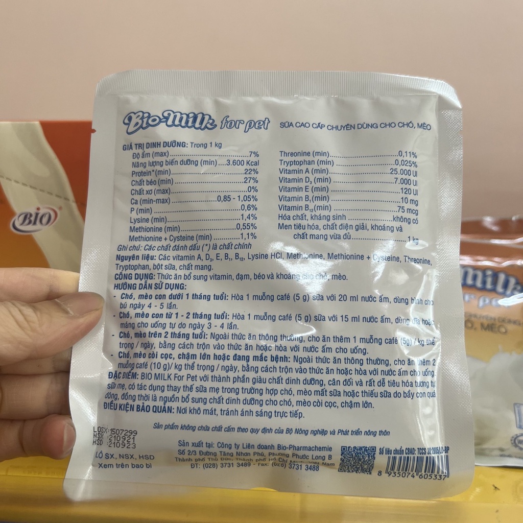 Sữa Bio Milk For Pet cho chó mèo con, sữa cho chó mèo sơ sinh, mang thai và biếng ăn cần thêm dưỡng chất Củ Cải Pet Shop