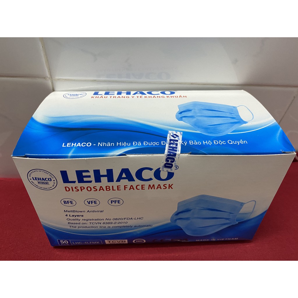 [ Cao Cấp ] Khẩu trang y tế LEHACO 4 lớp kháng khuẩn - 1 hộp 50 cái