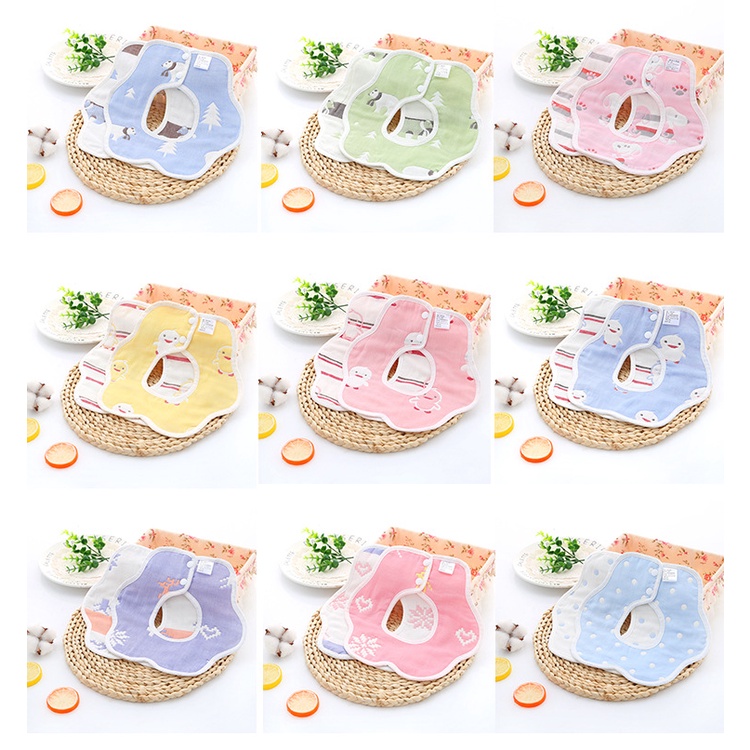 Yếm Xô Tròn Cho Bé Trai Bé Gái Mặt Xoay 360 Độ Có Cúc Bấm Dày Dặn Họa Tiết Dễ Thương - Little Bear