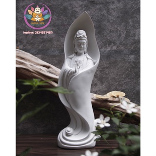 🌺Tượng Mẹ Quan Âm cao 46cm màu trắng sứ ngà trang trí nội thất nhà cửa- phong thủy- thờ cúng
