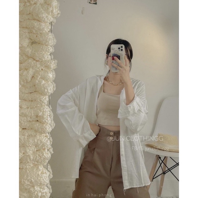 Áo Croptop Hai Dây Bản To Có Mút Ngực Siêu Co Dãn