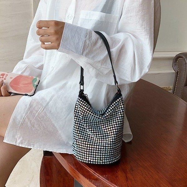 Túi Xách Bucket Nhỏ Đeo Vai Đính Đá Thời Trang Cao Cấp 2022