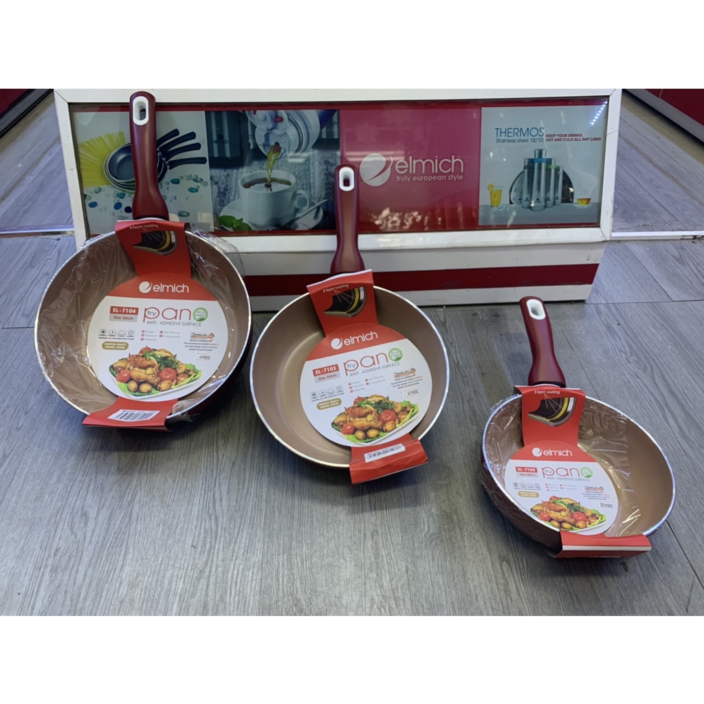 Chảo chống dính Elmich cao cấp đáy từ size 20cm, 24cm,26cm và 28cm