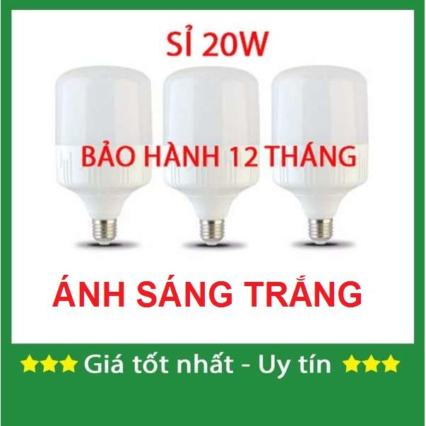 [Sĩ] Bộ 3 bóng đèn Led trụ 20W Siêu sáng - tiết kiệm điện (Ánh Sáng Trắng)