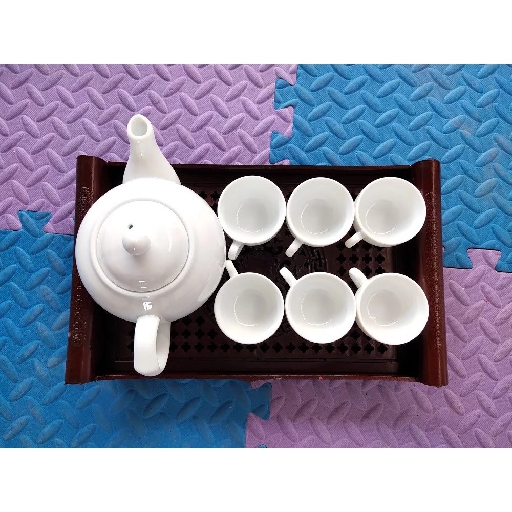 Bộ ấm trà Bát Tràng dáng bẹt dung tích 550ml