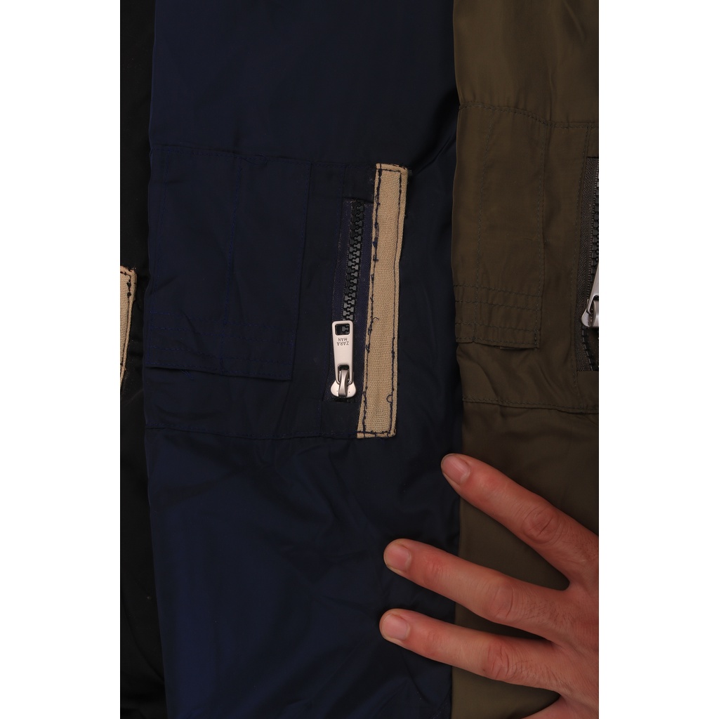 Xả cắt lỗ mẫu áo khoác bomber nam màu xanh rêu