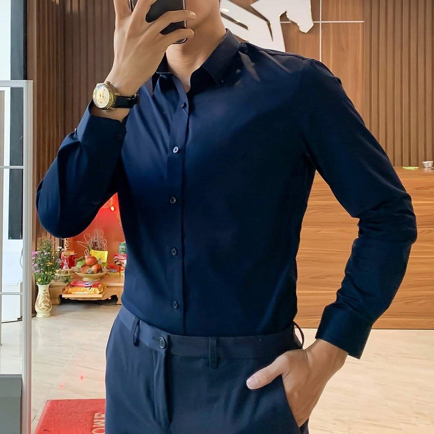 Áo sơ mi dài tay MOKI cổ bẻ phong cách thời trang không xù không nhăn | BigBuy360 - bigbuy360.vn