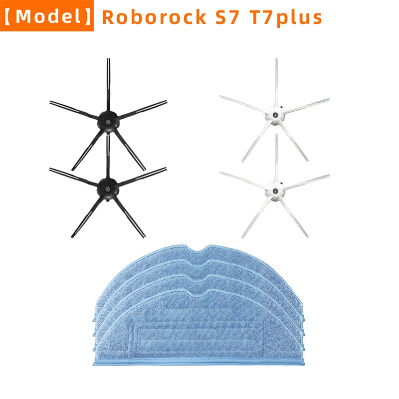 cho Xiaomi Roborock S7 T7S Plus lau chùi lau 5 cánh tay và bàn chải bên màu trắng và đen phụ kiện robot hút bụi máy hút bụi