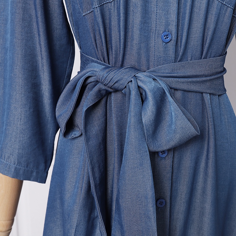 Đầm denim Zanzea tay 3/4 phong cách Âu Mỹ thời trang cho nữ
