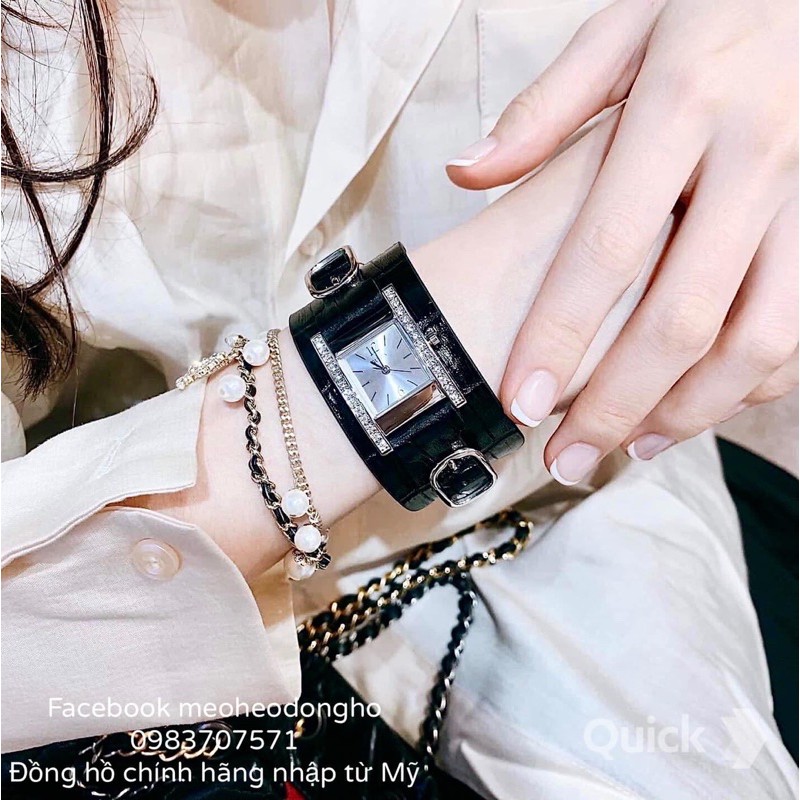 (Auth) ĐỒNG HỒ NỮ GUESS BLACK BUCKLED CUFF