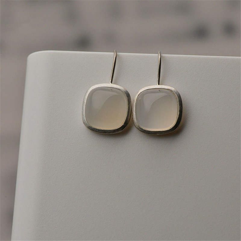 Bông Tai Mạ Bạc Thiết Kế Tối Giản Phong Cách Retro Cho Nữ