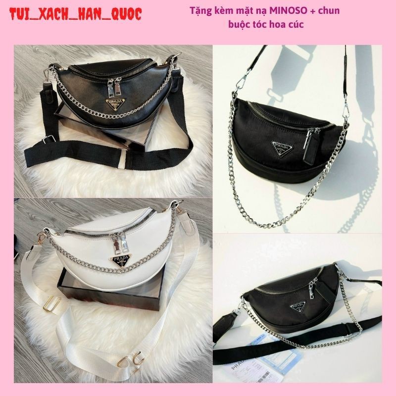 Túi Đeo Chéo Nữ ❤️XẢ KHO BÁN LỖ❤️ Túi Đeo Ngực PƠRA Phối Xích Đeo Vai TXHQ 505
