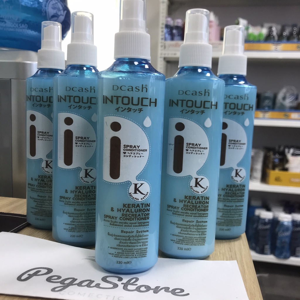 Xịt dưỡng tóc DCASH INTOUCH Keratin &amp; Hyaluron / Vitamin E Perfecting 220ml