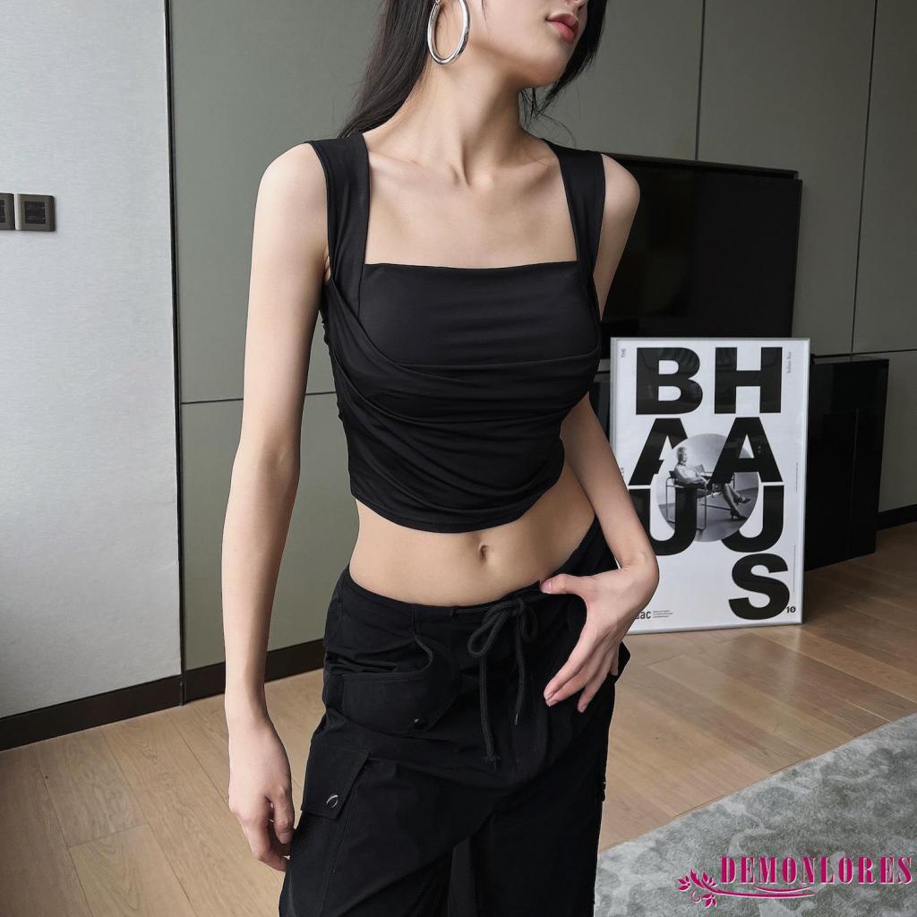Áo Croptop Sát Nách Cổ Vuông Màu Sắc Thanh Lịch
