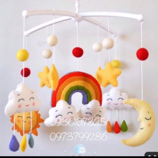 Bộ treo nôi cầu vồng khâu tay bằng vải nỉ