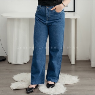 Quần jeans bigsize ống tua rua dáng dài - izybynhi