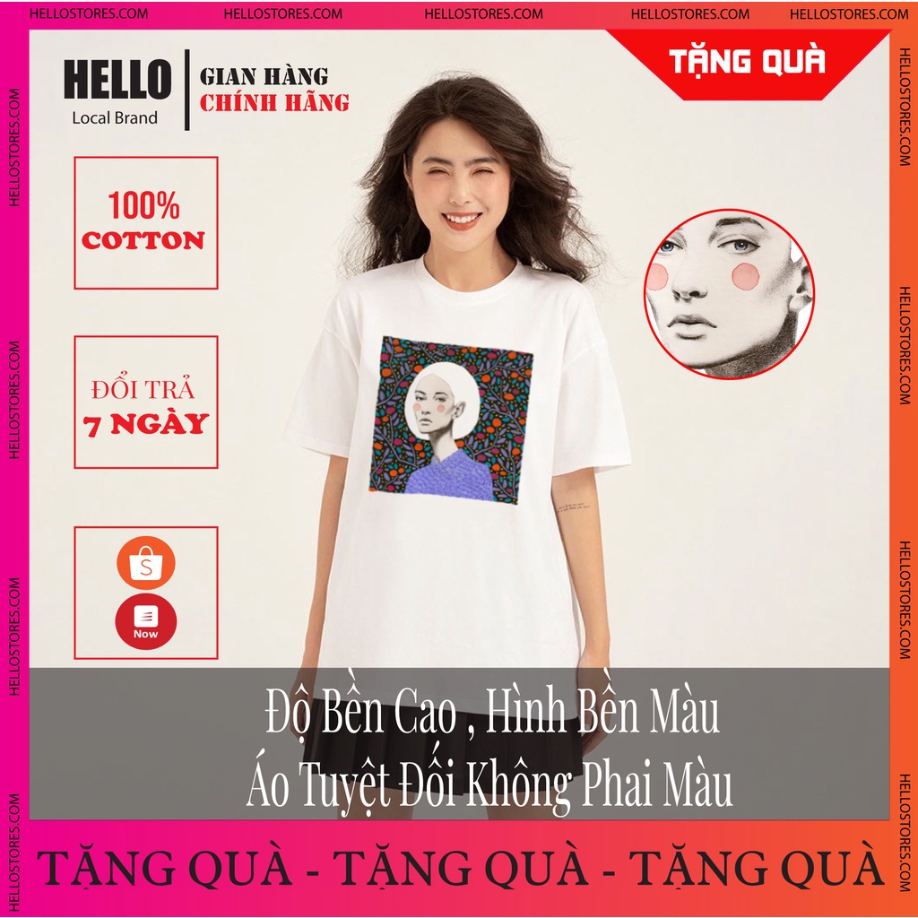 Áo thun tay lỡ nam nữ áo phông unisex form rộng chất cotton mát mịn thấm hút mồ hôi in hình Hello Cô Gái Tóc Bạc_Ap39 | BigBuy360 - bigbuy360.vn