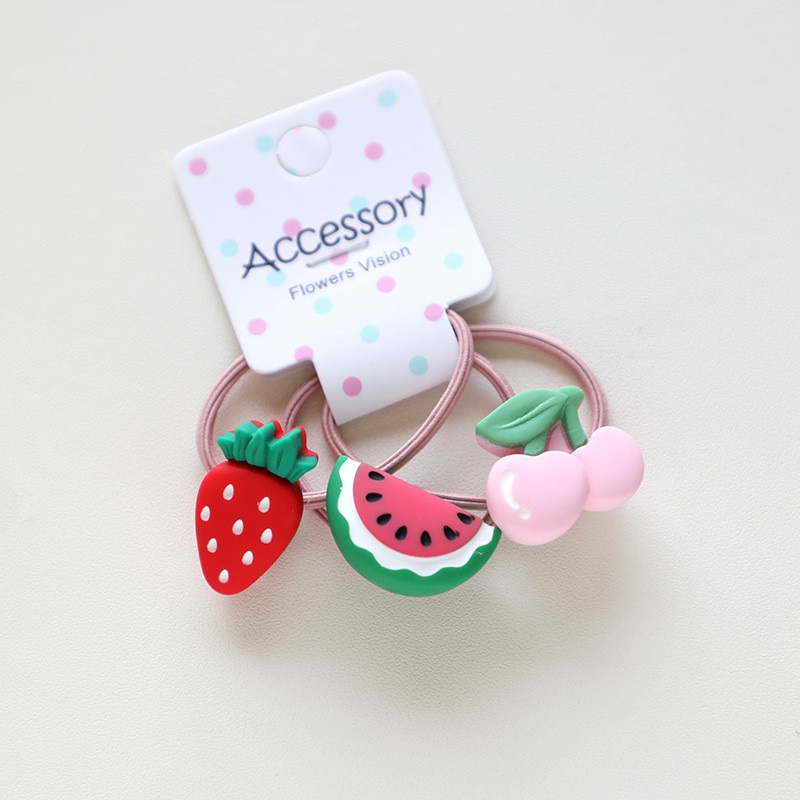 Set 3 dây buộc tóc co giãn kiểu dáng hoạt hình dễ thương cho bé gái