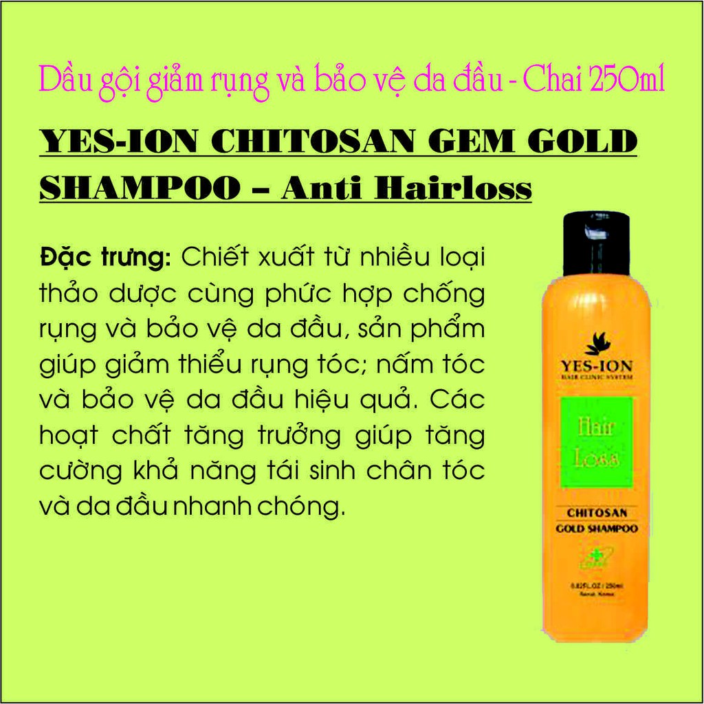 DẦU GỘI CHỐNG RỤNG TÓC VÀ BẢO VỆ DA ĐẦU GEM GOLD SHAMPOO 250ML - GGSAH250