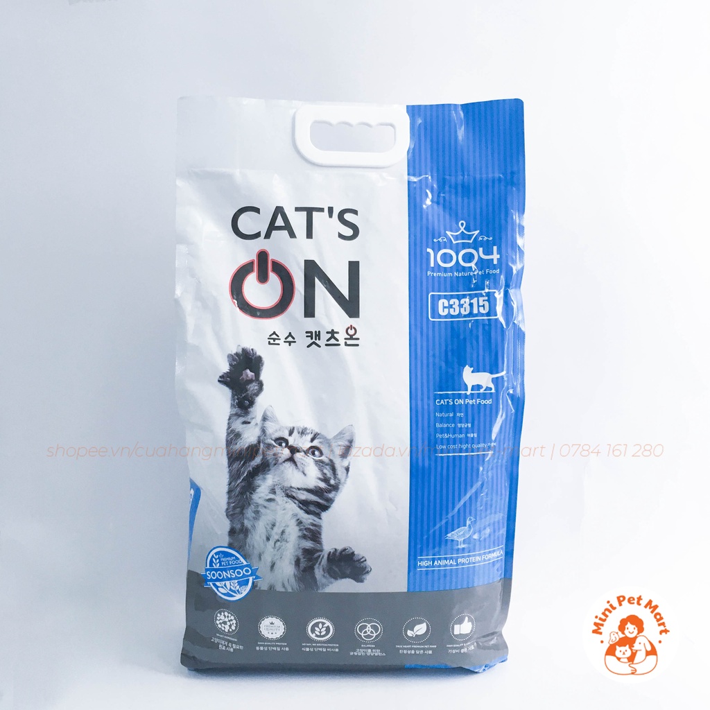 [5kg] Thức ăn hạt cho mèo con và mèo trưởng thành CAT'S ON - Vị thịt gà và thịt vịt