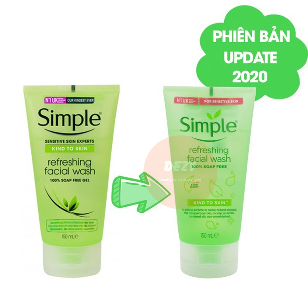 Sữa Rửa Mặt Simple CHÍNH HÃNG Cleanser Wash Cho Da Nhạy Cảm - Srm Gel Sửa Rửa Mặt Trắng Da Chăm Sóc Da Mụn Unilever Dezy | BigBuy360 - bigbuy360.vn