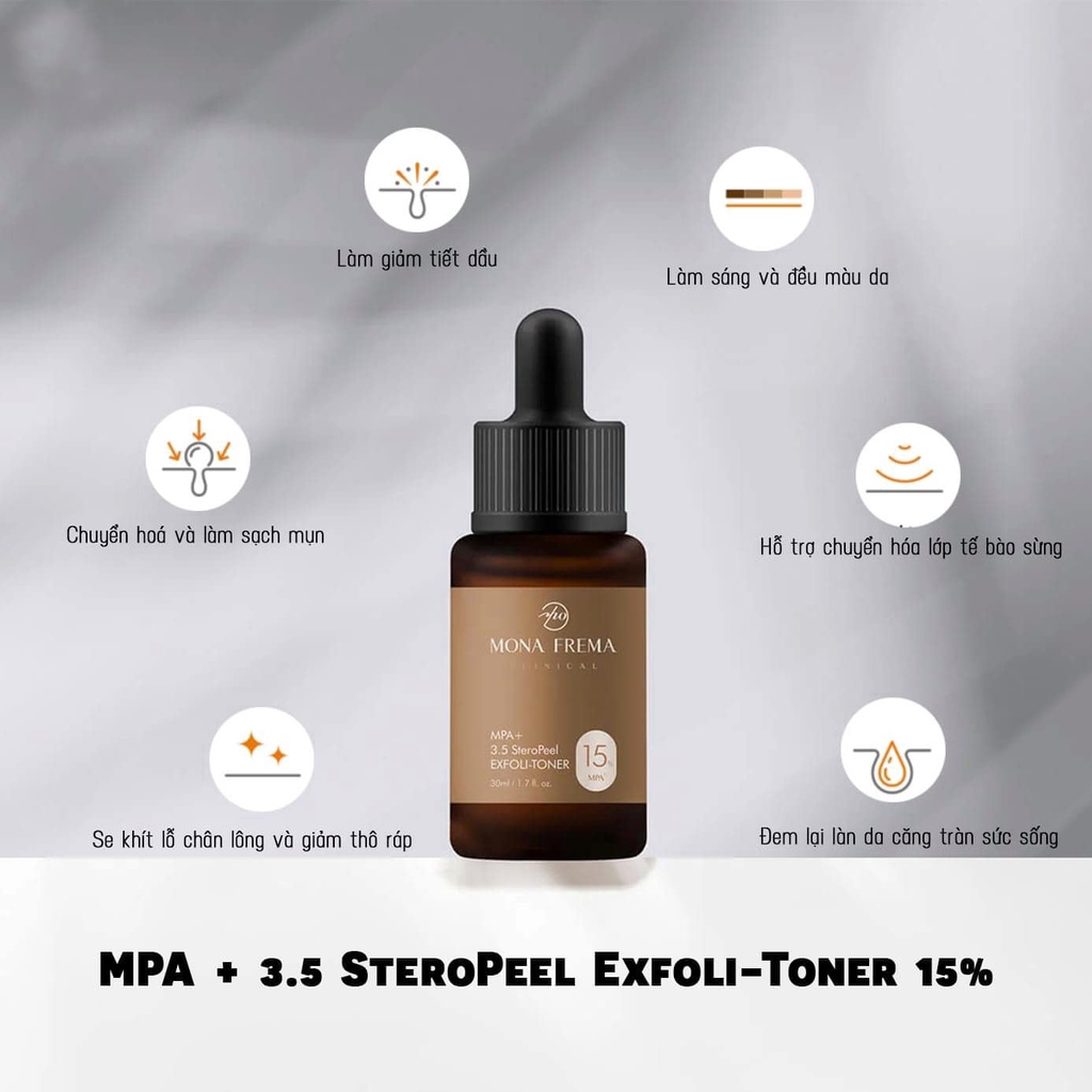 Tẩy Da Chết Mona Frema MPA + 3.5 SteroPeel Exfoli-Toner 15% giảm mụn, sáng căng bong da