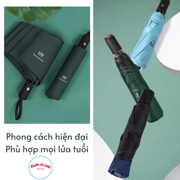 Ô gấp gọn phủ lớp chống tia UV che nắng đi mưa tiện lợi - Dù cầm tay 2 lớp dày dặn chống thấm Br 00555