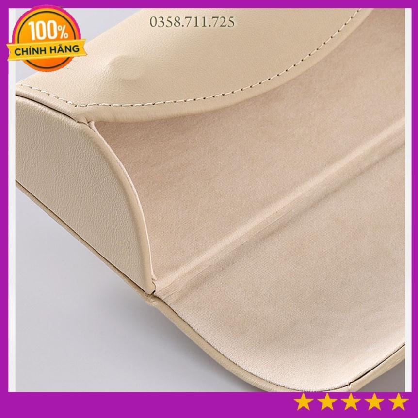 Hộp đựng kính trên xe hơi phiên bản cao cấp, Hộp kính da PU cao cấp hút nam châm nhiều màu thời trang