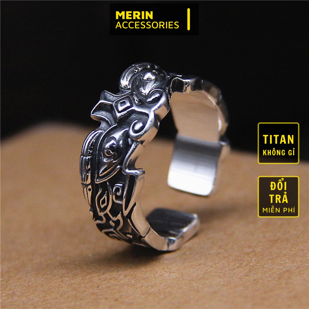 Nhẫn nam nữ tròn Merin Accessories màu bạc thời trang chất Titan đẹp đơn giản không gỉ - Nhẫn Yang Ring