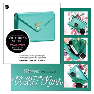 (237) Ví tiện ích màu xanh ngọc, kiểu dáng bao tư nút bấm nhỏ gọn - Hàng nhập Victoria's Secret USA