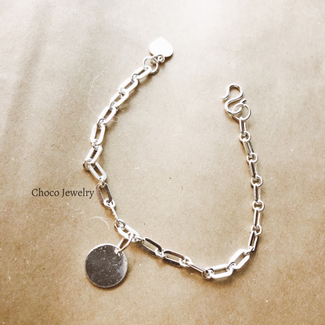 Vòng tay bạc xích tag khắc Choco Jewelry