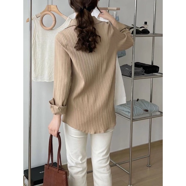 Áo sơ mi thô mềm vải dập