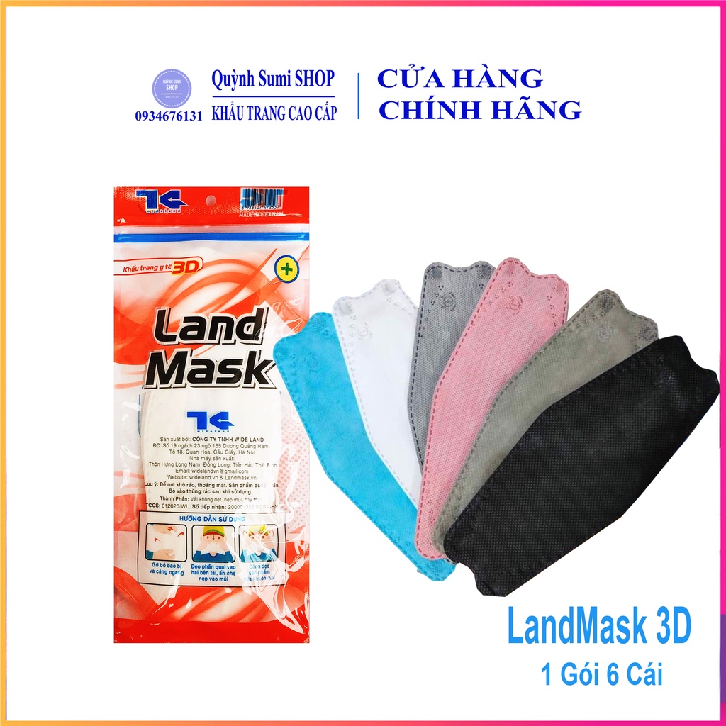 Khẩu Trang 3D Land Mask ( 1 Túi 6 Chiếc) Hàng Công ty Chính Hãng Wide Land Loại KF94 tiêu chuẩn xuất hàn quốc