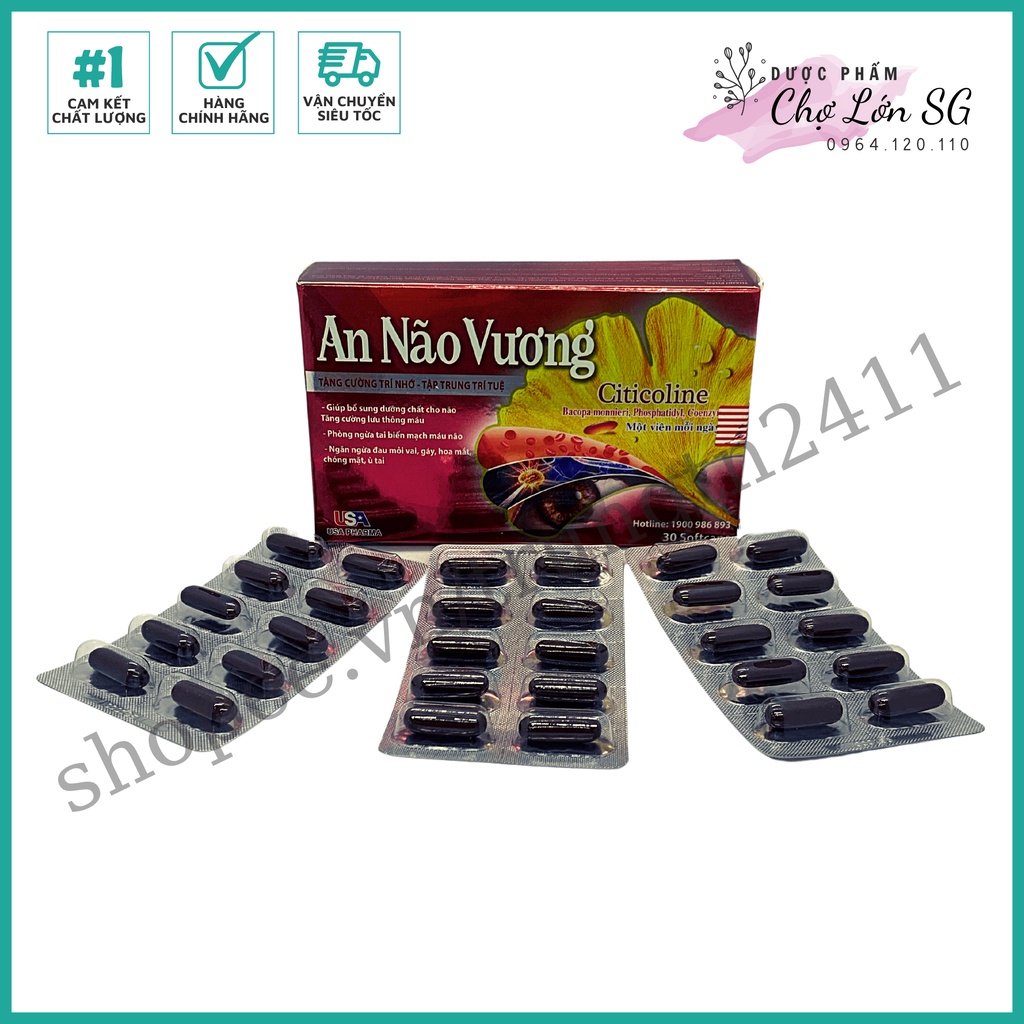 Viên uống bổ não AN NÃO VƯƠNG hỗ trợ tăng tuần hoàn máu não, giảm tai biến - Hộp 30 viên