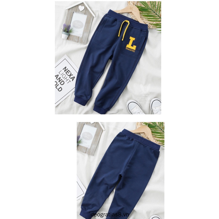 Quần thể thao bé trai các mẫu mùa xuân và mùa thu và các mẫu mùa đông cùng với nhung kiểu dáng phương tây, trẻ em lớn, quần trẻ em trẻ em, thun rời thông thường