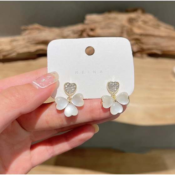 Bông tai hoa đá mắt mèo sang trọng, phụ kiện trang sức BT015 - Filibrastyle