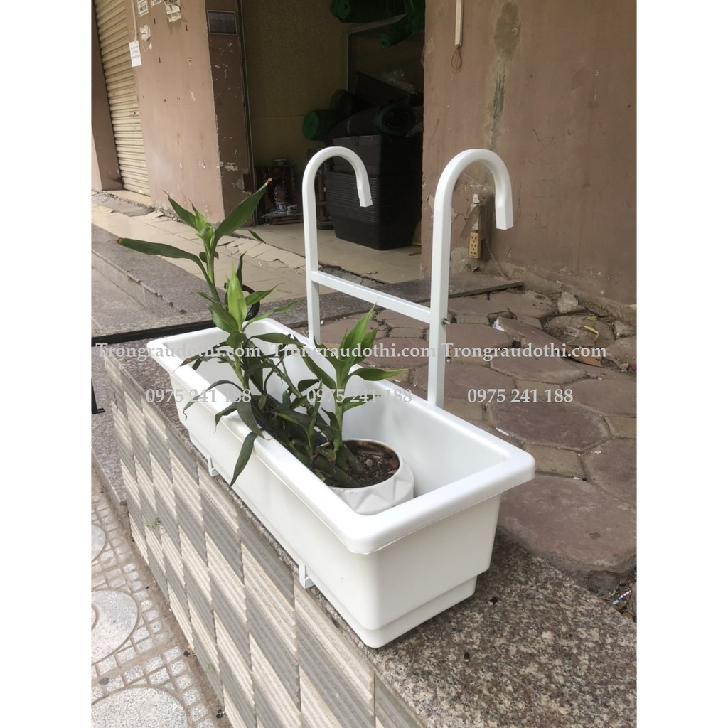 Bộ chậu + móc treo chậu trồng hoa, móc treo trồng cây ban công chắc khỏe