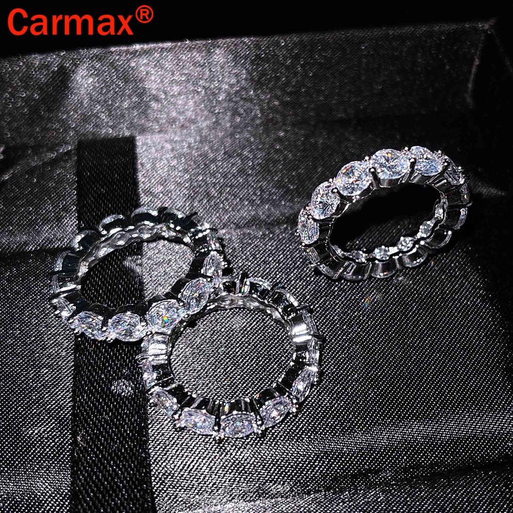 Nhẫn đính đá kim cương giả tròn thời trang sang trọng cho nữ