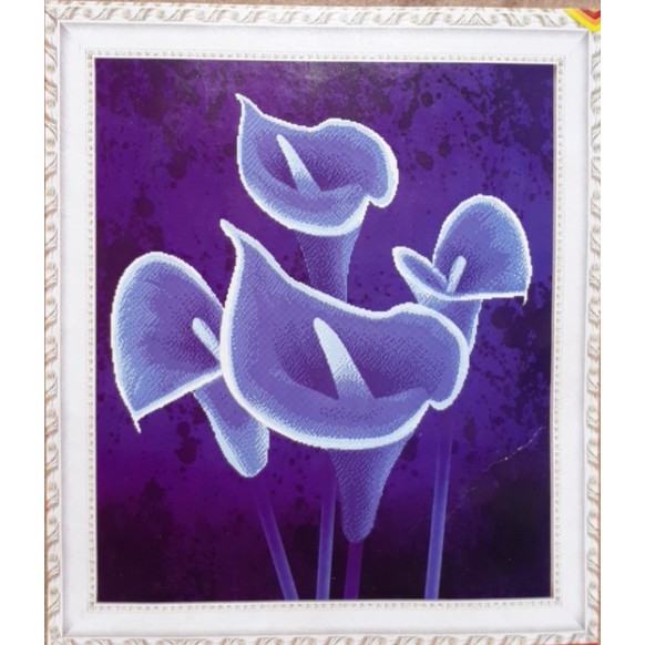 Tranh Thêu Chữ Thập 3D (CHỈ LỤA) Hoa Loa Kèn TD024 (KHÁCH TỰ THÊU) KT:77X88CM