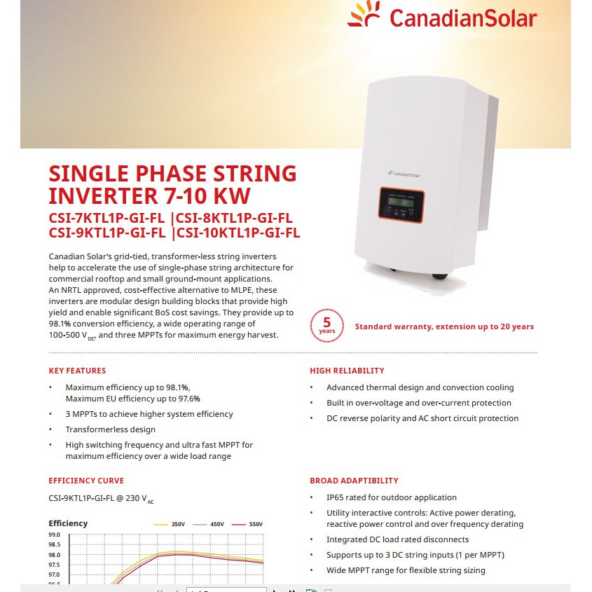 Invt hãng CANADIAN 8kw (CSI-8KTL1P-GI-FL)