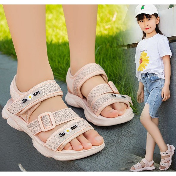 Sandal bé gái dép quai hậu đi học đi chơi thiết kế 3 quai đơn giản xinh xắn đi êm chân