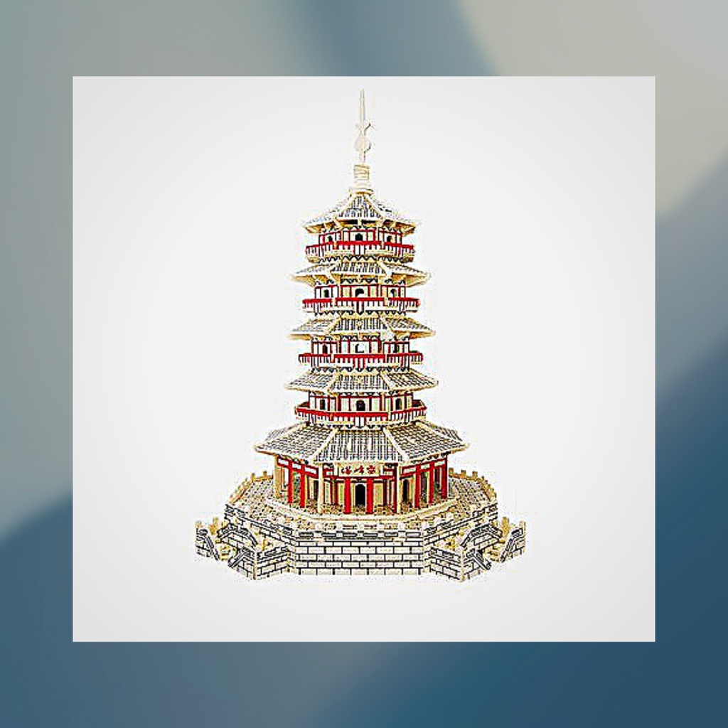 Mô hình gỗ trang trí 3D tháp phật giáo - Mô hình lắp ráp bằng gỗ