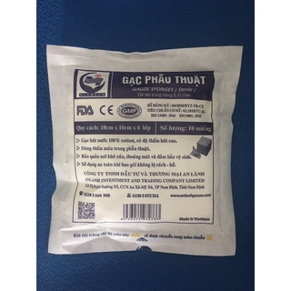 Gạc phẫu thuật An Lành 10cmx10cmx6 lớp, tiệt trùng Bịch 50 gói