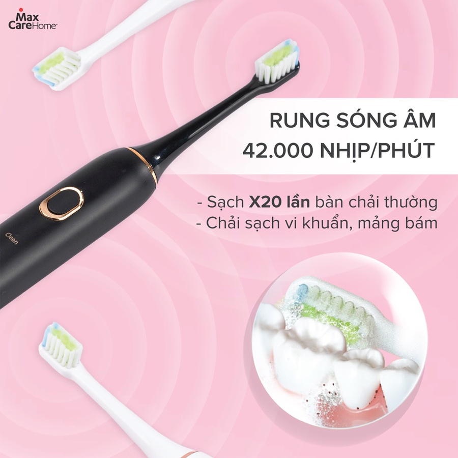 Bàn Chải Điện Sóng Siêu Âm Maxcare Hera Whitening SE Nhật Bản | Làm Sạch Sâu , Gấp 20 Lần Bàn Chải Thông Thường
